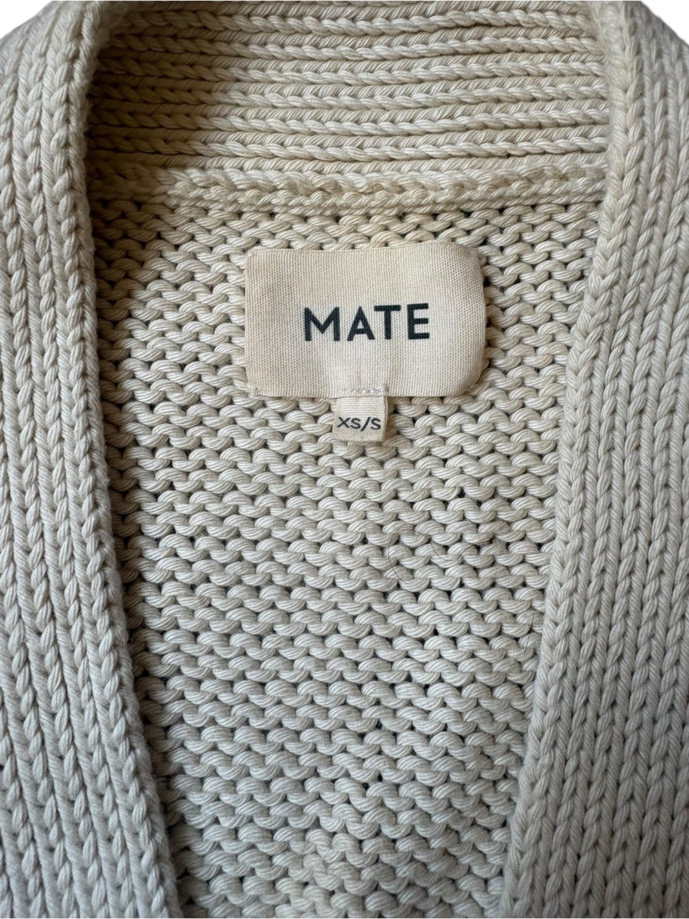 MATE the Label Organic Cotton Chunky Cardigan Cream XS/S Oversized - Picture 5 of 7